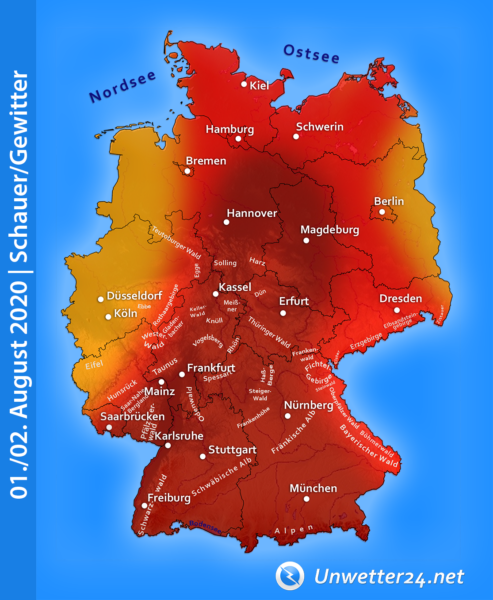 Schwere Unwetter Tief Ellen 01. und 02. August 2020