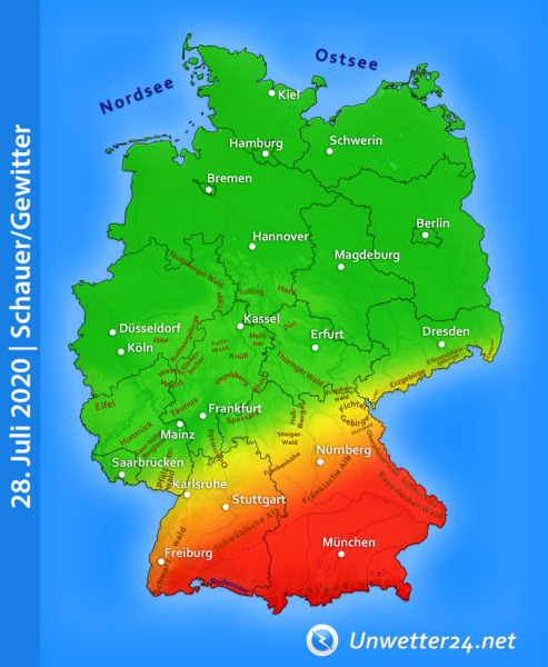 Unwetter Tief Dana 28. Juli 2020