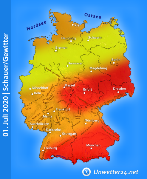 Unwetterartige Gewitter am 01. Juli 2020