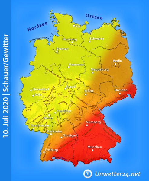 Unwetterartige Gewitter ex-Edouard