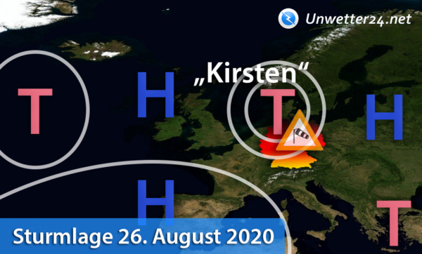 Sturmlage Tief "Kirsten" August 2020