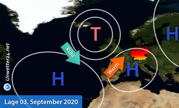 Wetterlage Europa 03. September 2020