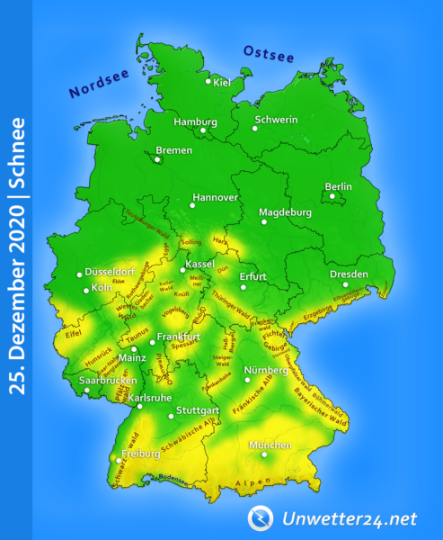 Neuschnee 1. Weihnachtsfeiertag 2020