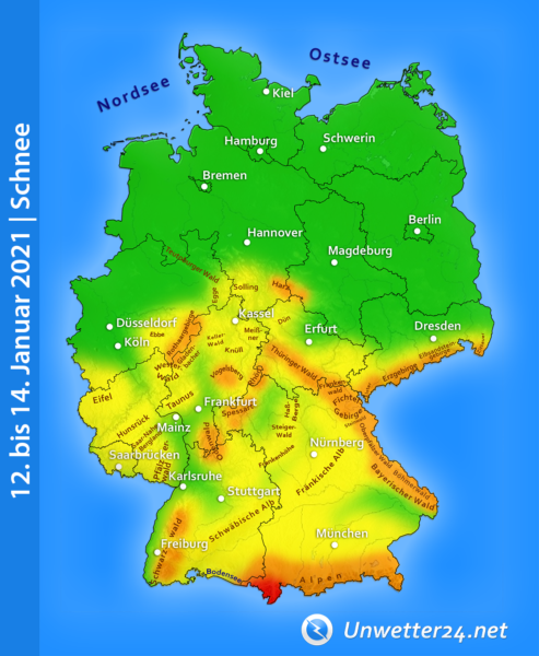 Schneefall 12. bis 14. Januar 2021