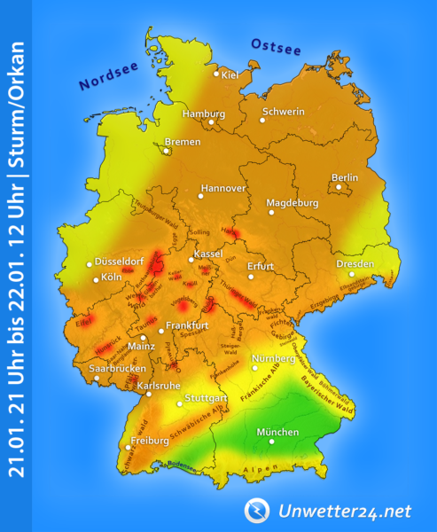 Sturm "Hakim" am 21. und 22. Januar 2021