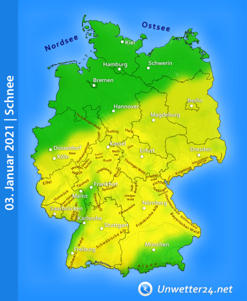 Tief Lisa Schnee am 03. Januar 2021