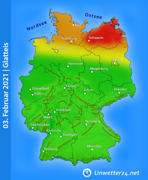 Glatteis im Norden am 03. Februar 2021