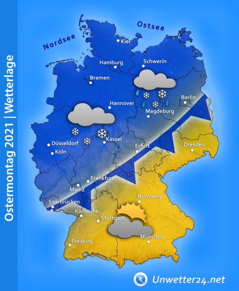 Schnee an Ostermontag 2021