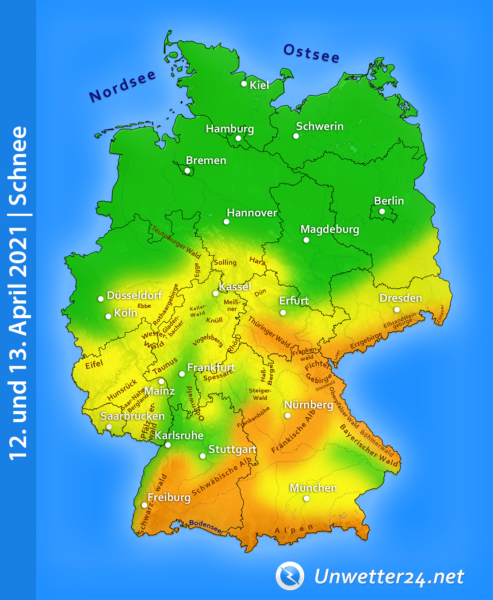 Neuschnee 12. und 13. April 2021