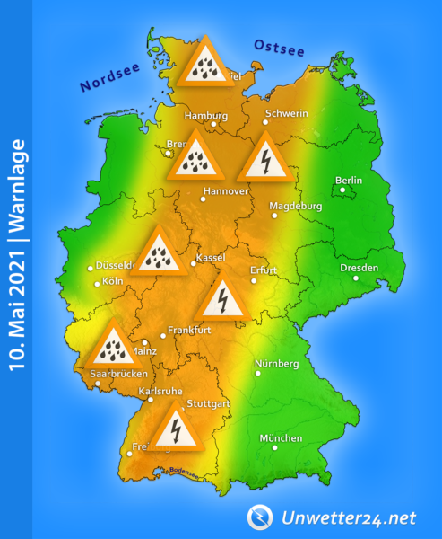 Wetterwarnungen 10. Mai 2021