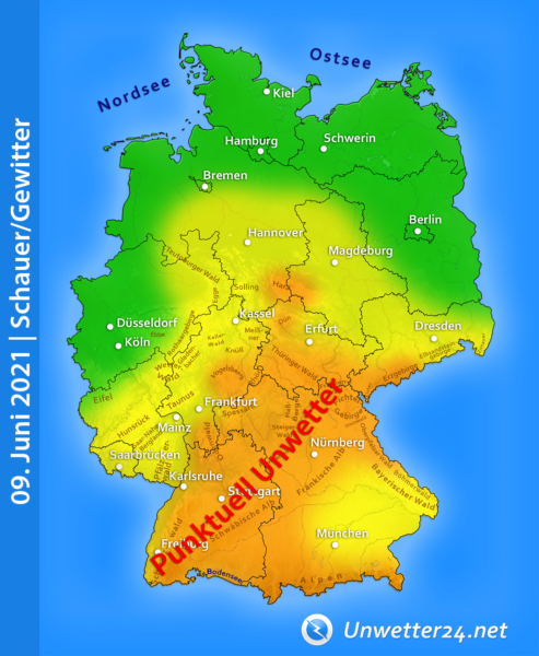 Punktuelle Unwetter am 09. Juni 2021