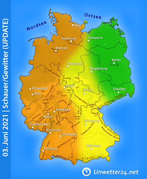 Schauer und Gewitter am 3. Juni 2021