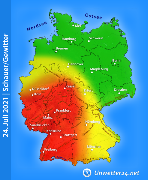 Unwettergefahr 24. Juli 2021