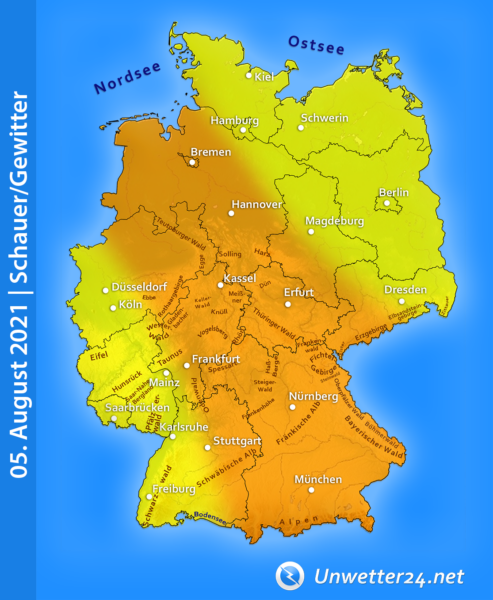 Verbreitet Gewitter 05. August 2021