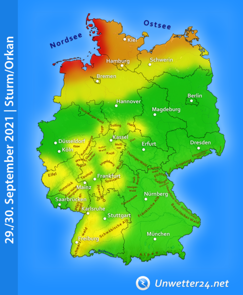 Orkan Nordsee 29. und 30. September 2021