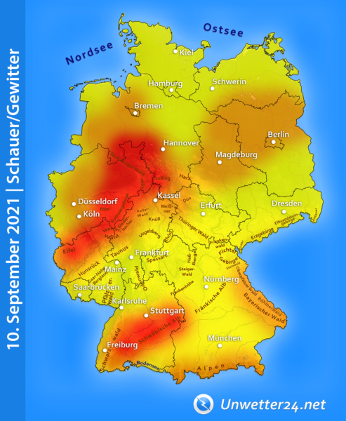 Unwettergefahr 10. September 2021 Unwettergefahr 10. September 2021