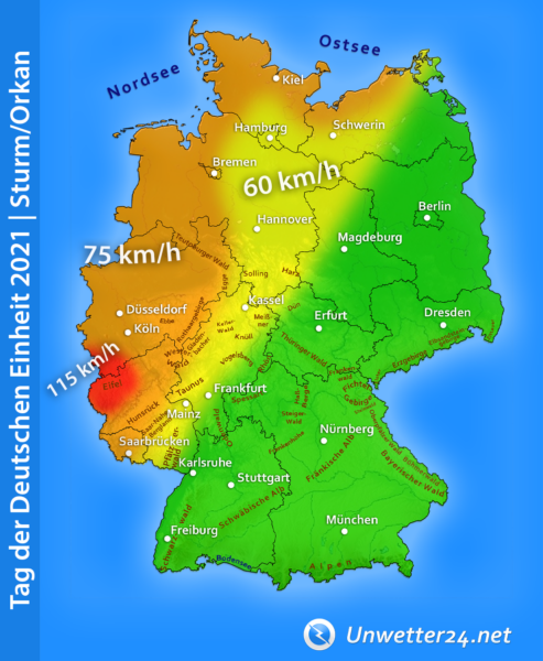 Sturm "Benni" am Tag der Deutschen Einheit 2021