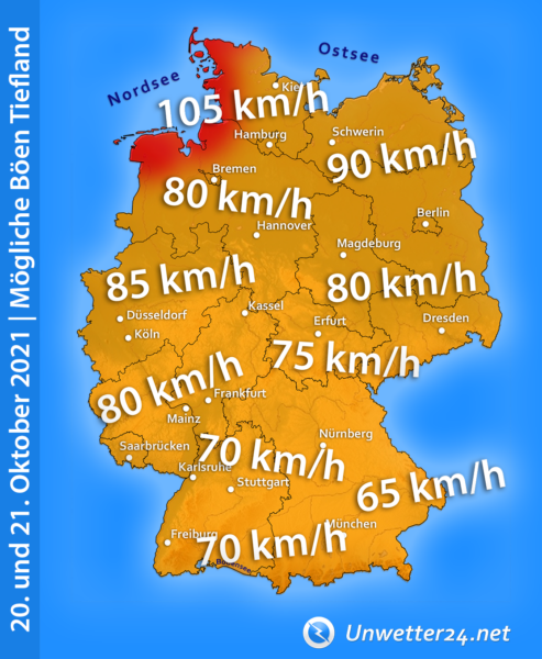 Sturmlage 20. und 21. Oktober 2021