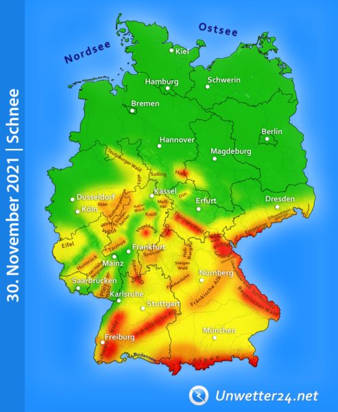 Unwetterartiger Schnee 30. November 2021