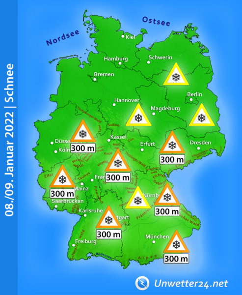 Schnee am 08. und 09. Januar 2022