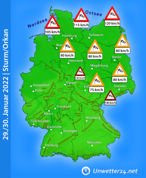 Schwere Sturmlage 29. und 30. Januar 2022