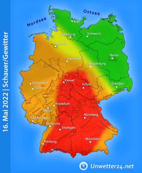 Gewittertief Bora 16. Mai 2022