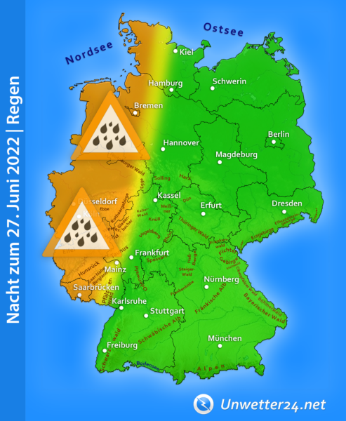 Gewitter und Starkregen Nacht zum 27. Juni 2022