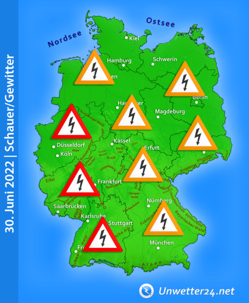 Mögliche Unwetter am 30. Juni 2022