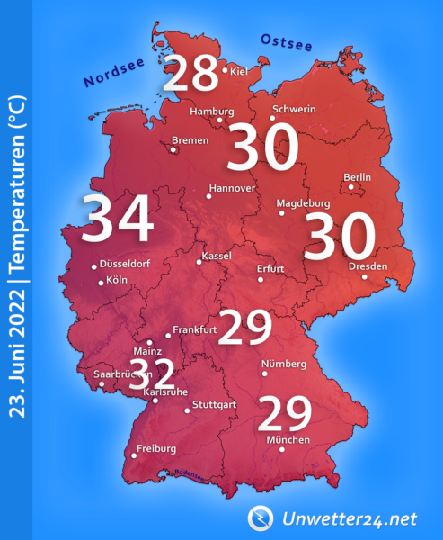 Temperaturen 23. Juni 2022