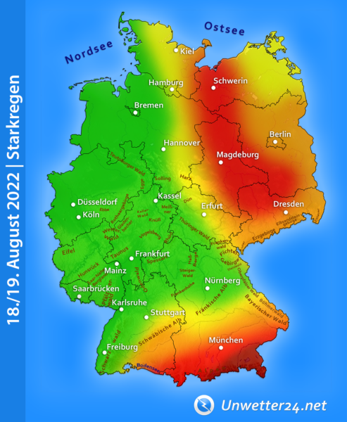 Starkregen 18. und 19. August 2022