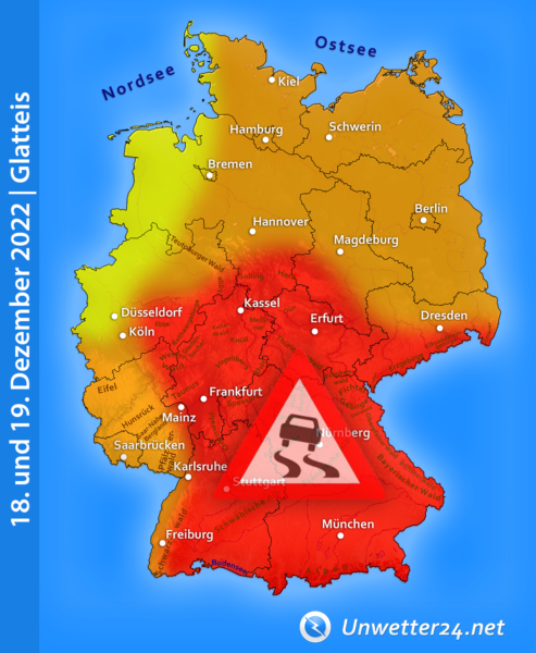 Glatteis Unwettergefahr 4. Advent 2022