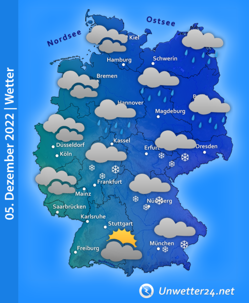 Schnee und Regen am 05. Dezember 2022