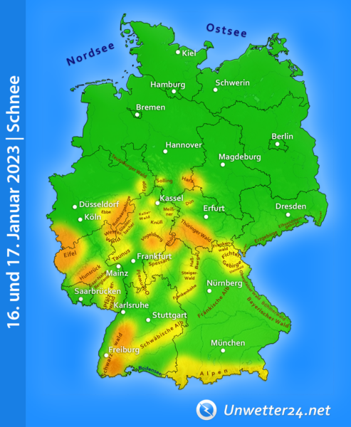 Schnee 16. und 17. Januar 2023