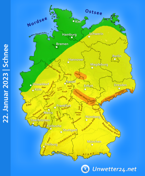 Schnee im Tiefland 22. Januar 2023