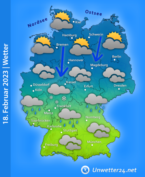 Schnee am 18. Februar 2023