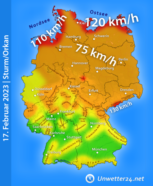 Sturm Ulf am 17. Februar 2023