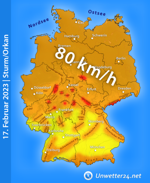 Sturm am 17. Februar 2023