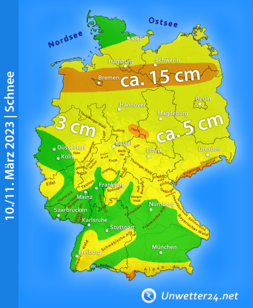 Neuschnee 10. und 11. März 2023