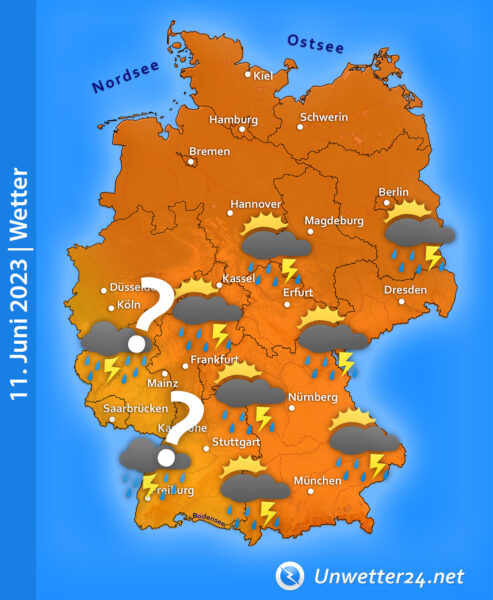 Unwetter Mitte Juni 2023 möglich