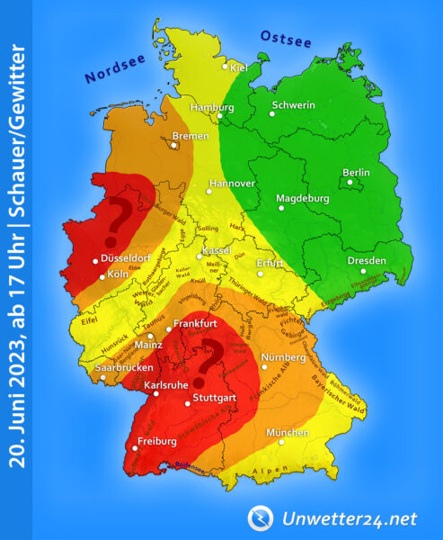 Unwetterlage am 20. Juni 2023