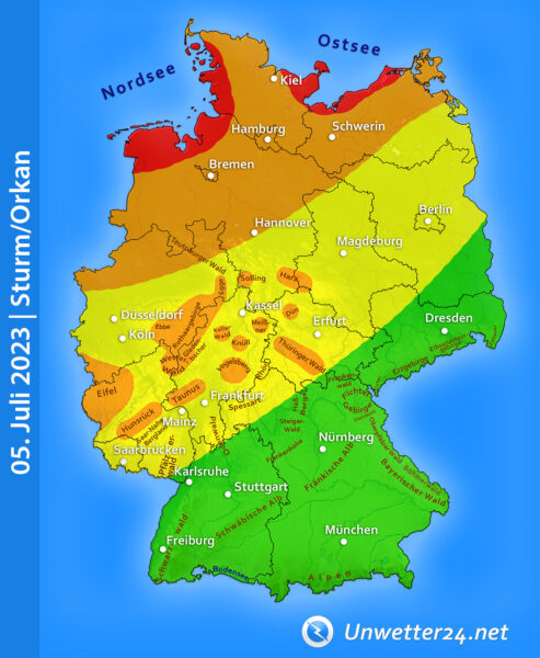 Orkanböen am 05. Juli 2023