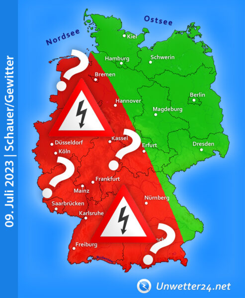 Unwettergefahr am 09. Juli 2023