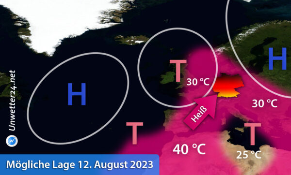 Extreme Hitze Mitte August 2023 möglich