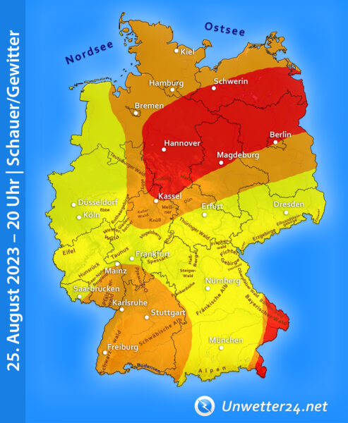 Schwere Gewitter 25. August 2023 um 20 Uhr