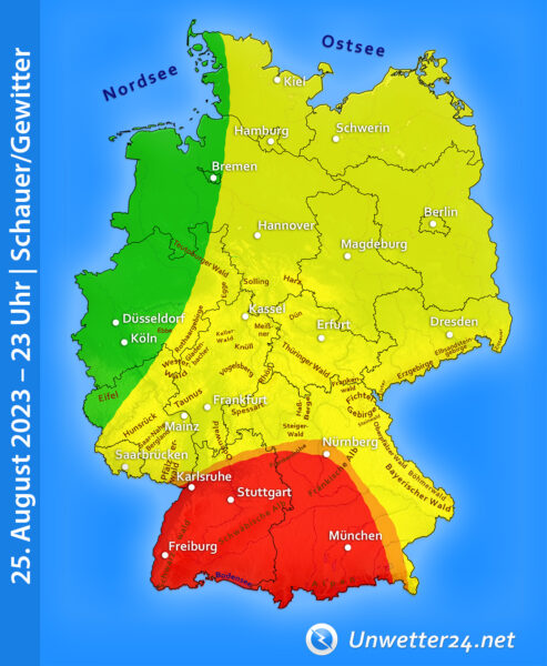 Schwere Gewitter 25. August 2023 um 23 Uhr