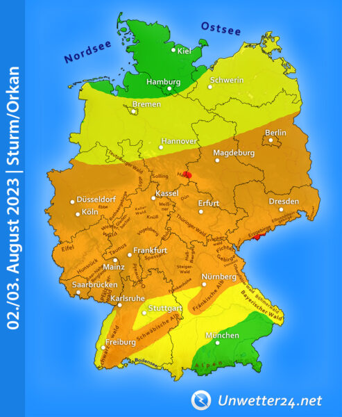 Sturmlage 02. und 03. August 2023