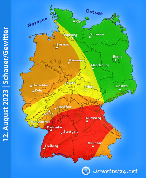 Unwettergefahr 12. August 2023