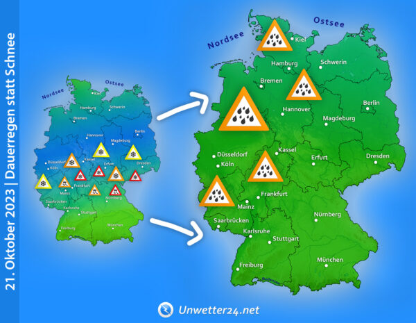 Dauerregen statt Schnee am 21. Oktober 2023