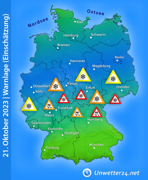 Schnee und Eis am 21. Oktober 2023