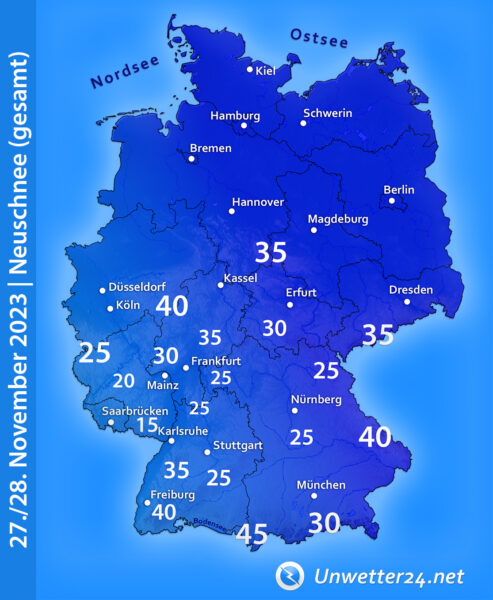 Neuschnee bis 28. November 2023